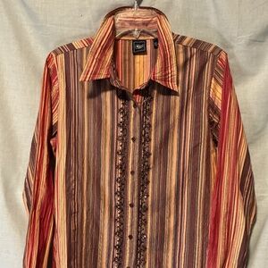 Cruel Girl Women’s Western Rodeo Cowgirl Stripe Long Sleeve Button Beaded Sequin